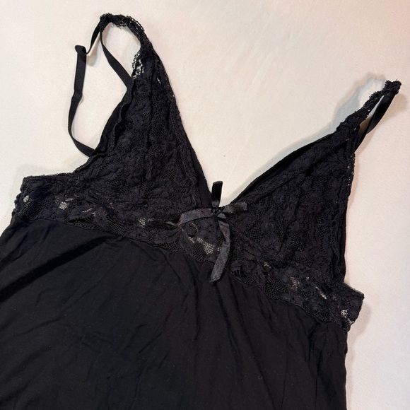 Avidlove Black Lace Trim Chemise Nightgown Adjustable Straps Size Large - Picture 3 of 5